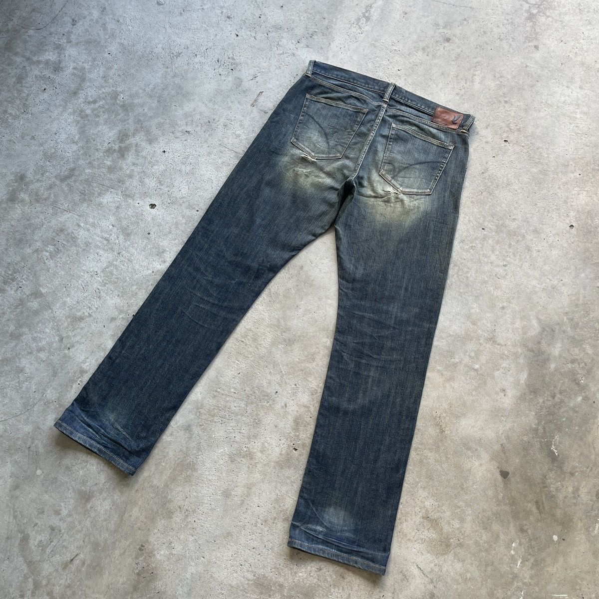 Japanese Brand W36 Vintage Back Number Redline RUSTY Distressed Jeans Pants Size US 36 / EU 52 - 13 Thumbnail