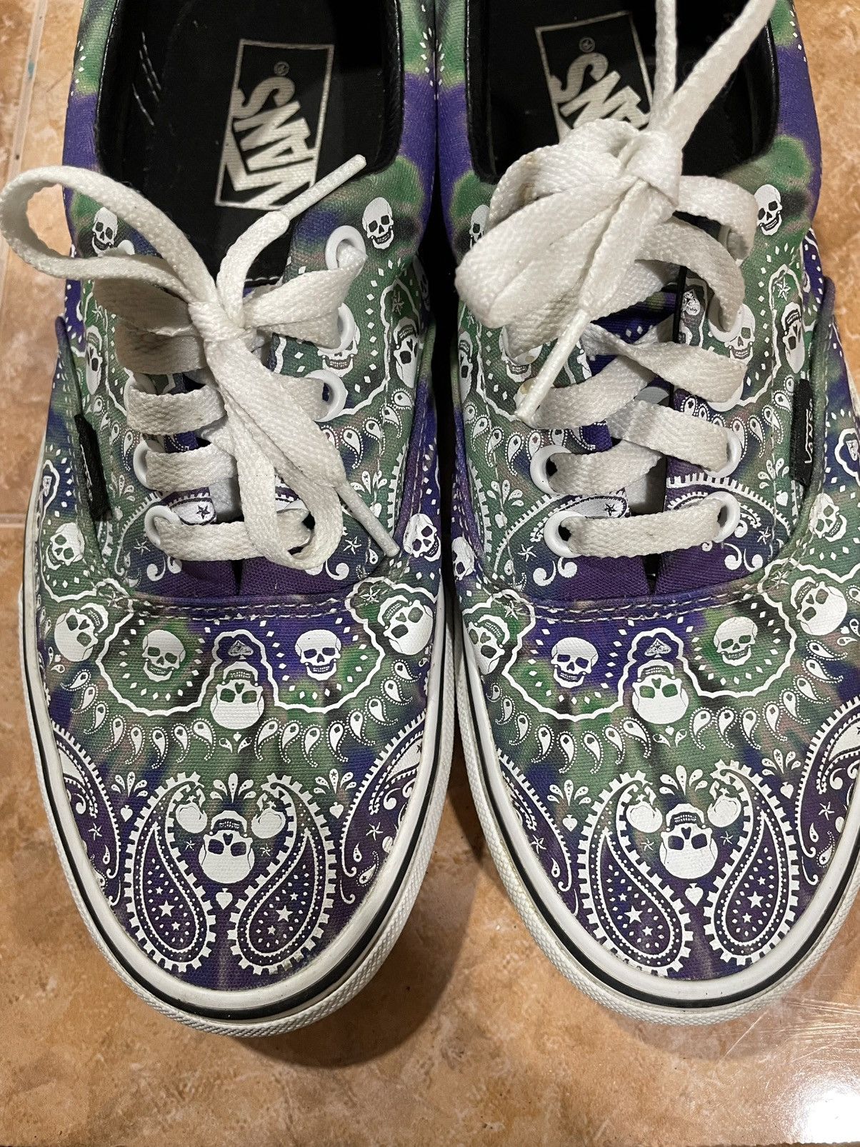 Flip Skateboards × Vans Vans Era Bandana Skull Print Green Purple - Rare Size US 7 / EU 40 - 5 Thumbnail