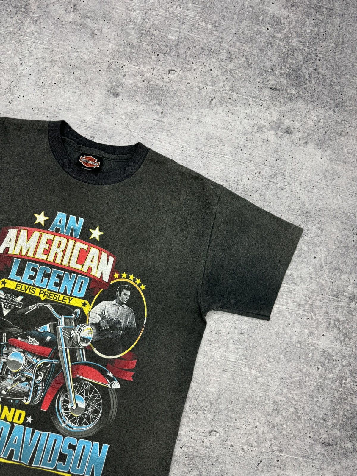 Band Tees × Harley Davidson × Vintage Vintage 80’s 1987 Harley-Davidson Elvis Presley T-Shirt Tee Size US L / EU 52-54 / 3 - 4 Thumbnail