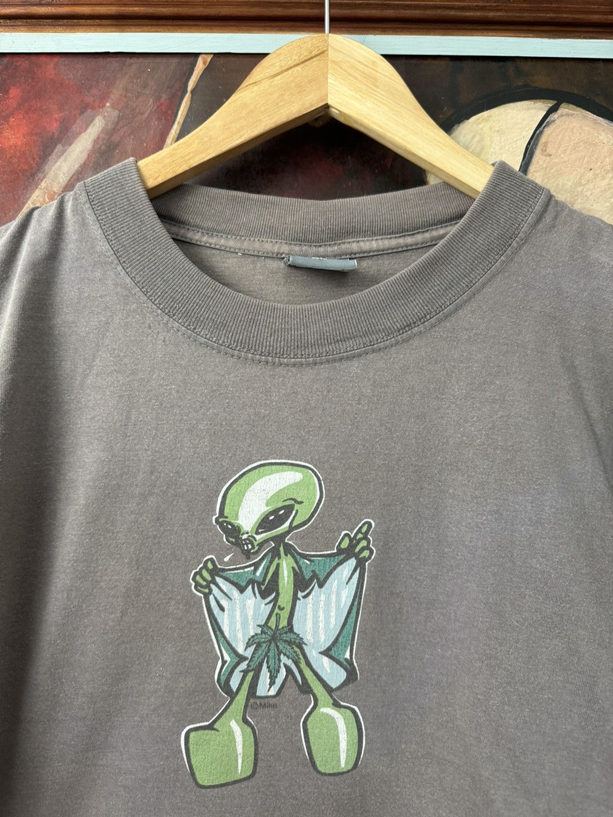 Vintage Vintage 90s Skate Tee Alien Ganja Marijuana Strip Cartoon Size US L / EU 52-54 / 3 - 1 Thumbnail