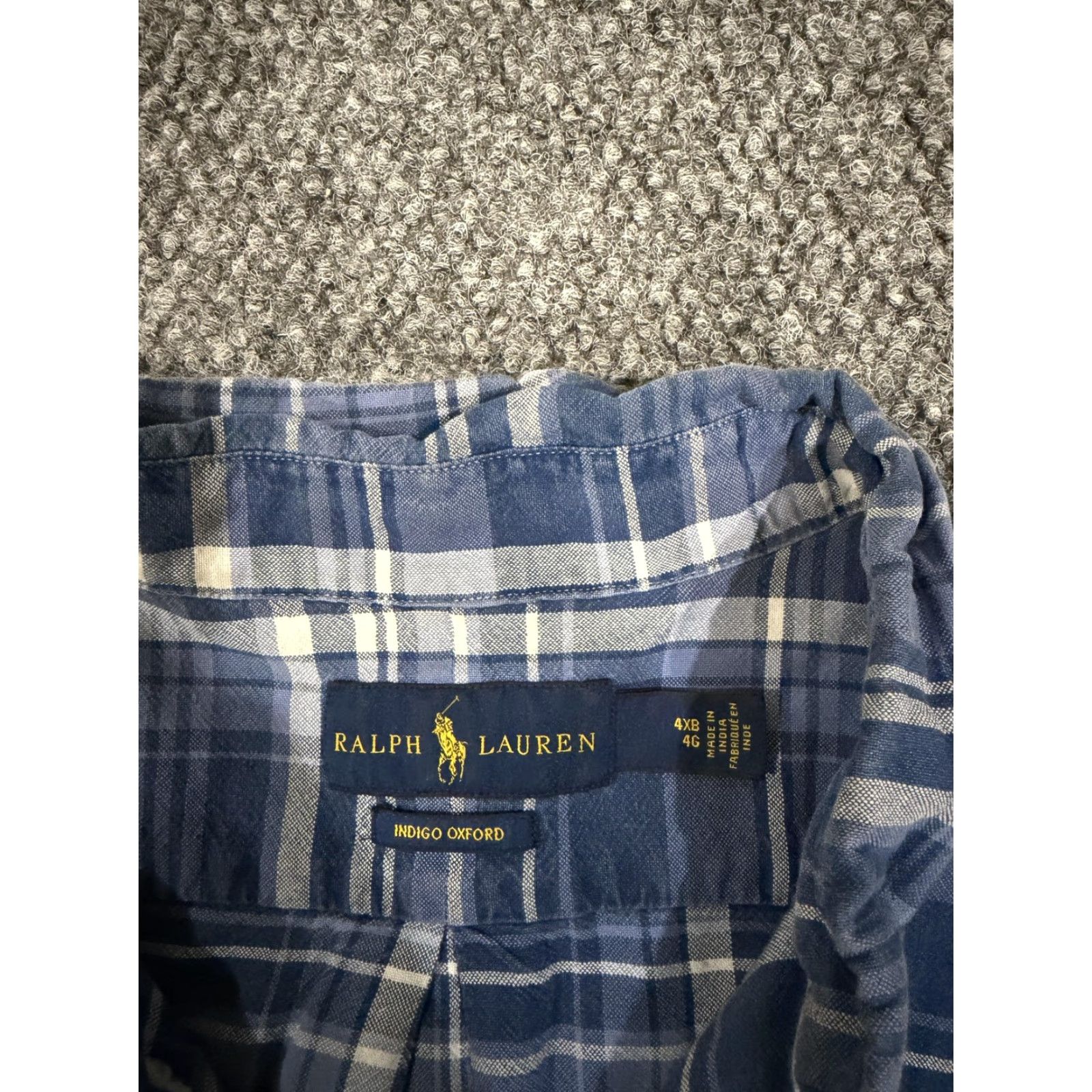 Ralph Lauren Ralph Lauren Shirt Mens 4XB Big Big & Tall Indigo Plaid Blue Oxford Button Down Casual Size US XXL / EU 58 / 5 - 4 Thumbnail