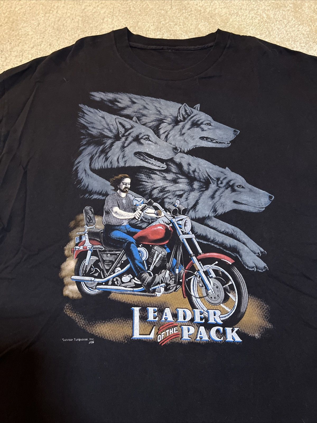 Vintage Vintage 90s Leader of the Pack Biker Motorcycle T-Shirt Size US XXL / EU 58 / 5 - 3 Thumbnail