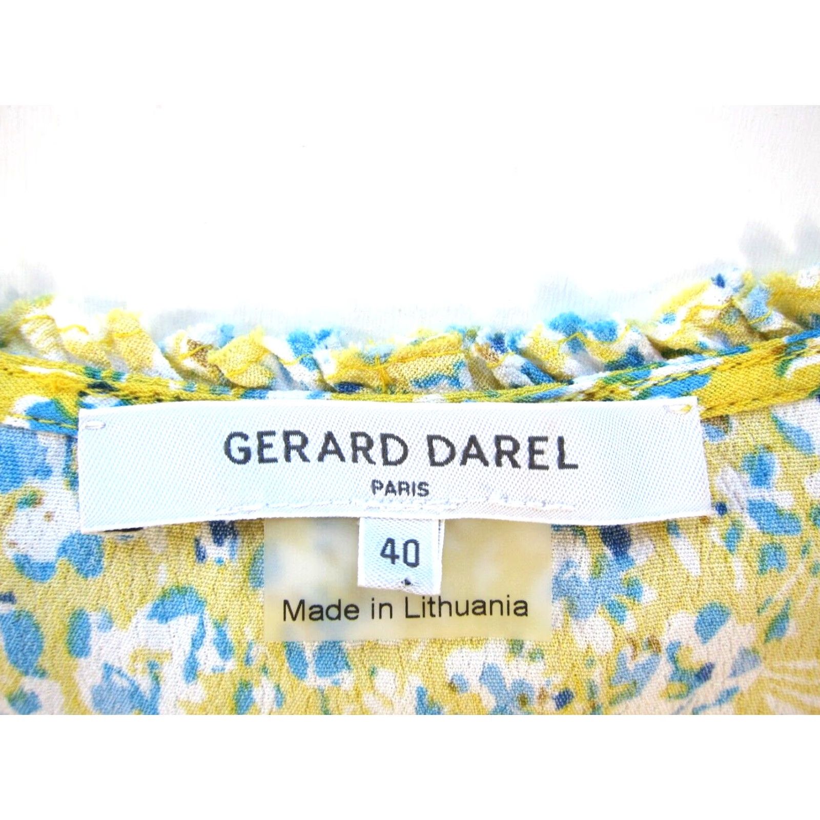 Gerard Darel GERARD DAREL Rayon Yellow Blue Floral Cap Sleeve V-Neck Midi Sun Dress 40 Large Size L / US 10 / IT 46 - 3 Thumbnail