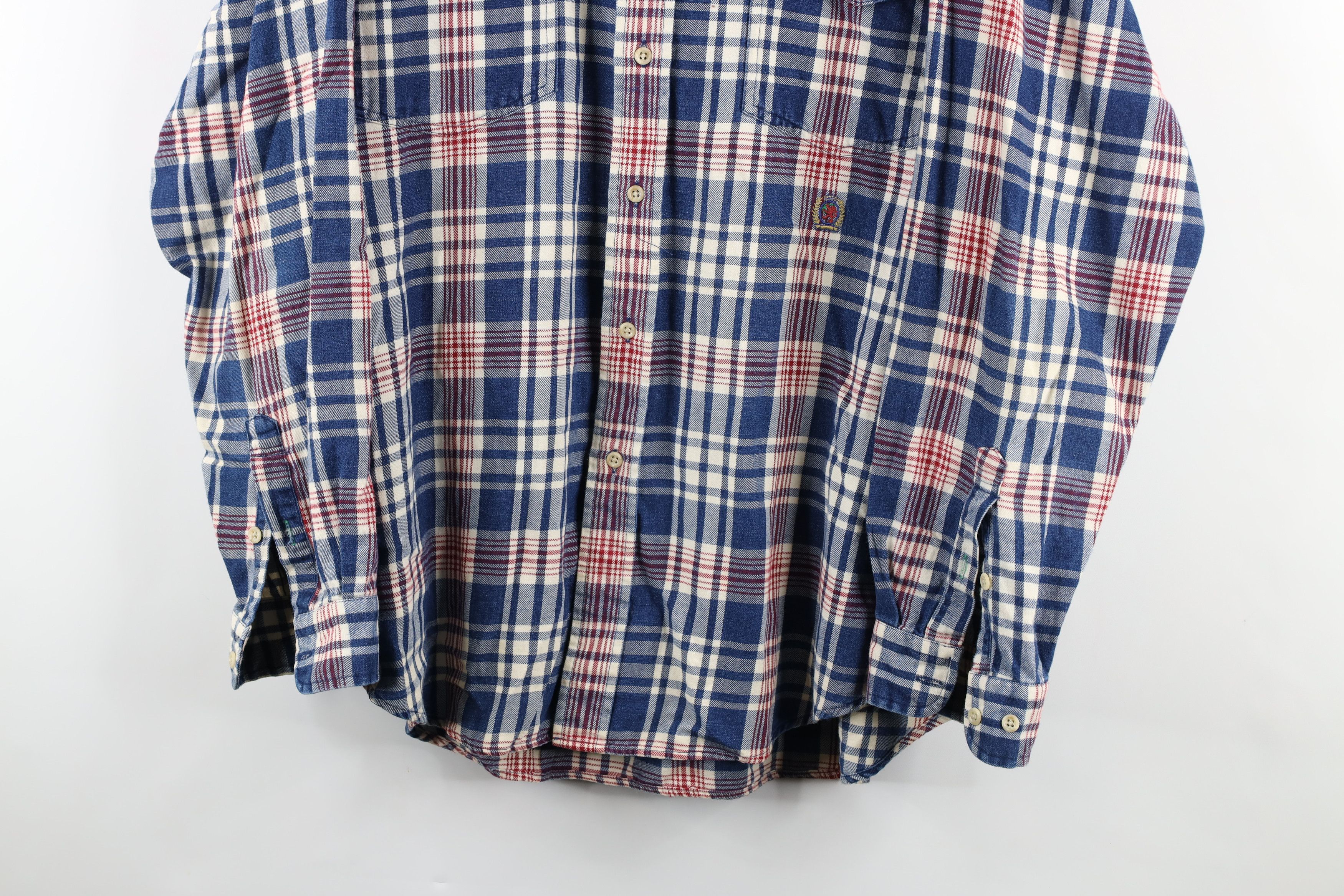 Tommy Hilfiger Vintage 90s Tommy Hilfiger Collar Flannel Button Shirt Plaid Size US XL / EU 56 / 4 - 3 Thumbnail