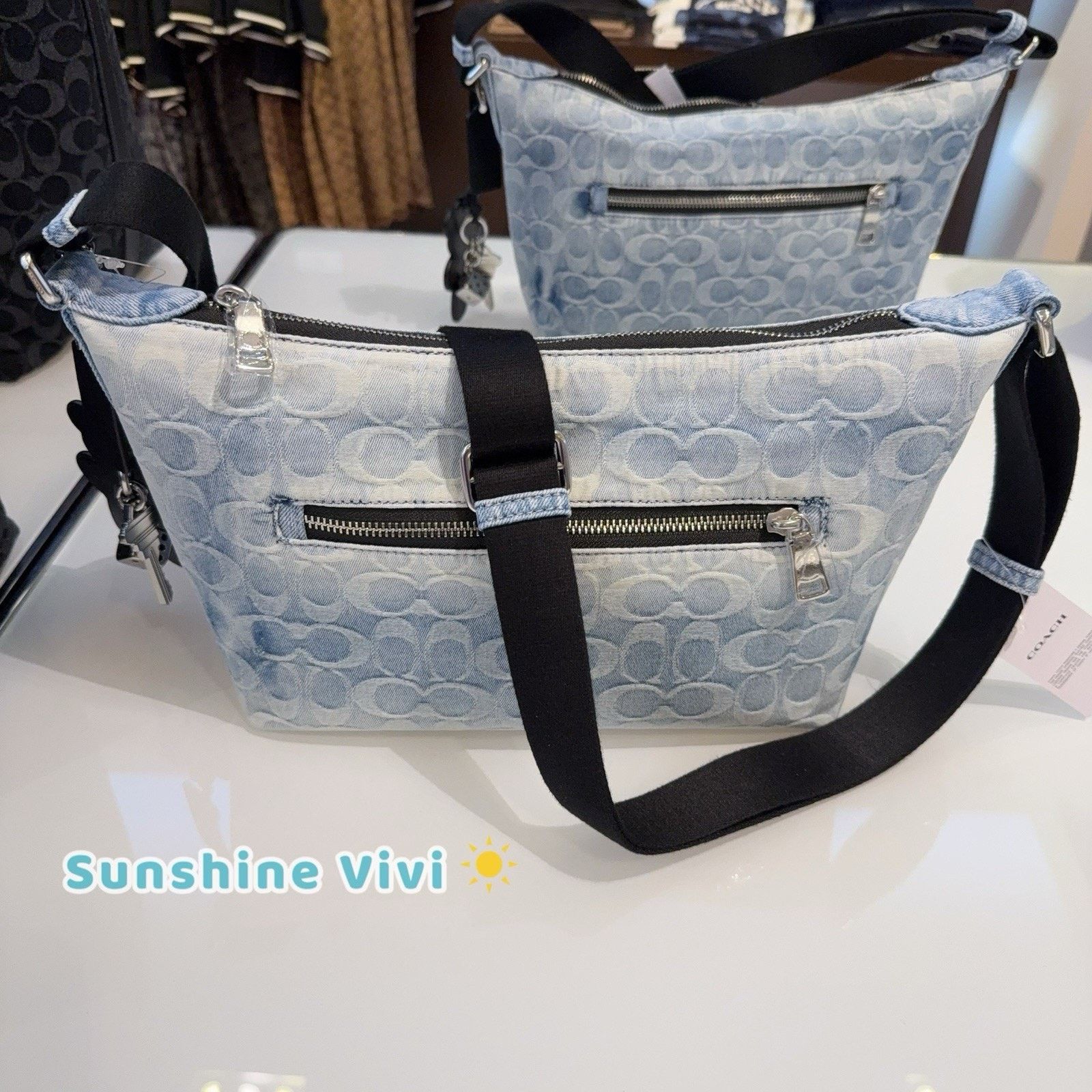 Coach NWT Coach Small Finn Crossbody Pouch Loved Denim CDY53 Size ONE SIZE - 5 Thumbnail