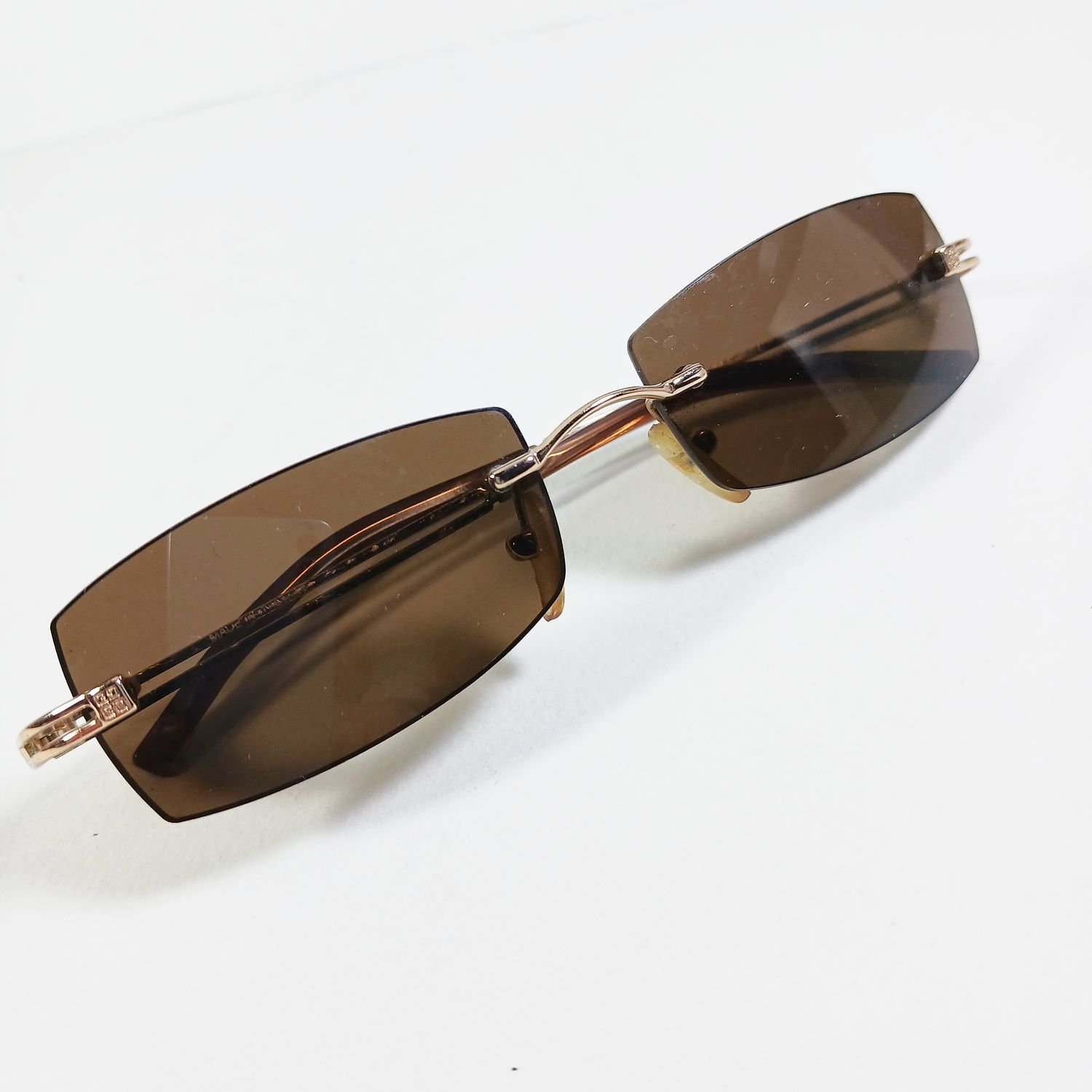 Givenchy × Vintage Givenchy SGV 002 Col300X Gold/Brown Slim Rimless Sunglasses Size ONE SIZE - 4 Thumbnail