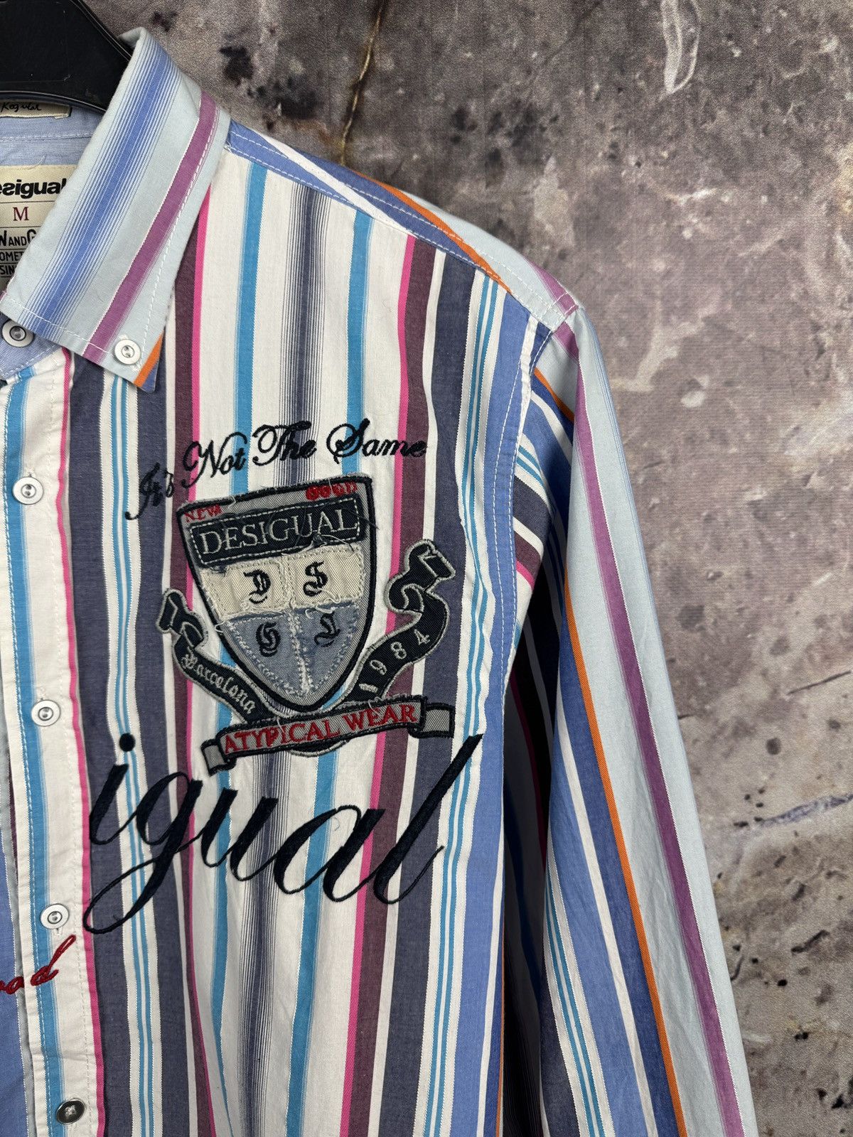 Desigual Desigual Multicolor Striped Button-Down Shirt Logo Embroider Size US M / EU 48-50 / 2 - 4 Thumbnail