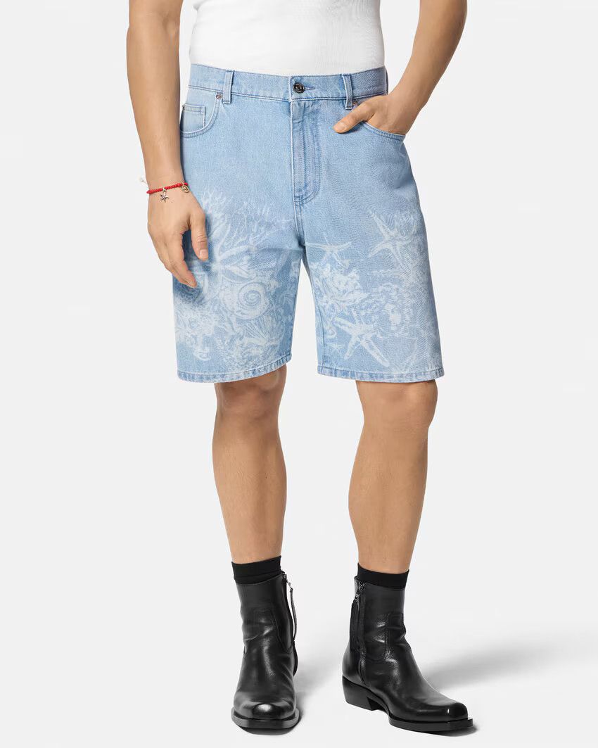 Versace o1s22i1n0125 Denim Bermuda Short in Light Blue Size US 33 - 4 Thumbnail