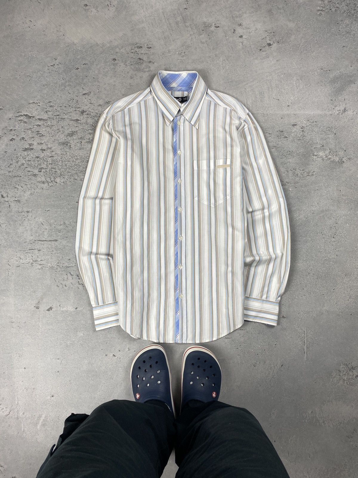Dolce & Gabbana × Vintage Vintage Dolce & Gabbana D&G Striped Shirt Size L Size US L / EU 52-54 / 3 - 1 Thumbnail