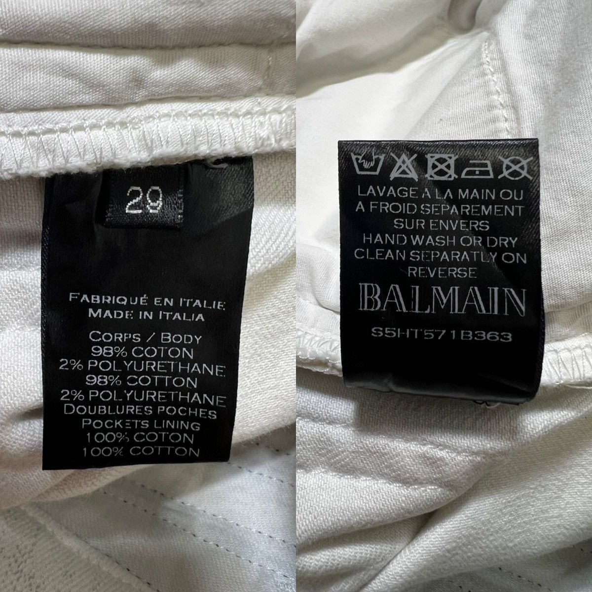 Balmain Balmain - S/S 15’ - White/Black Biker Jeans Size US 29 - 25 Thumbnail