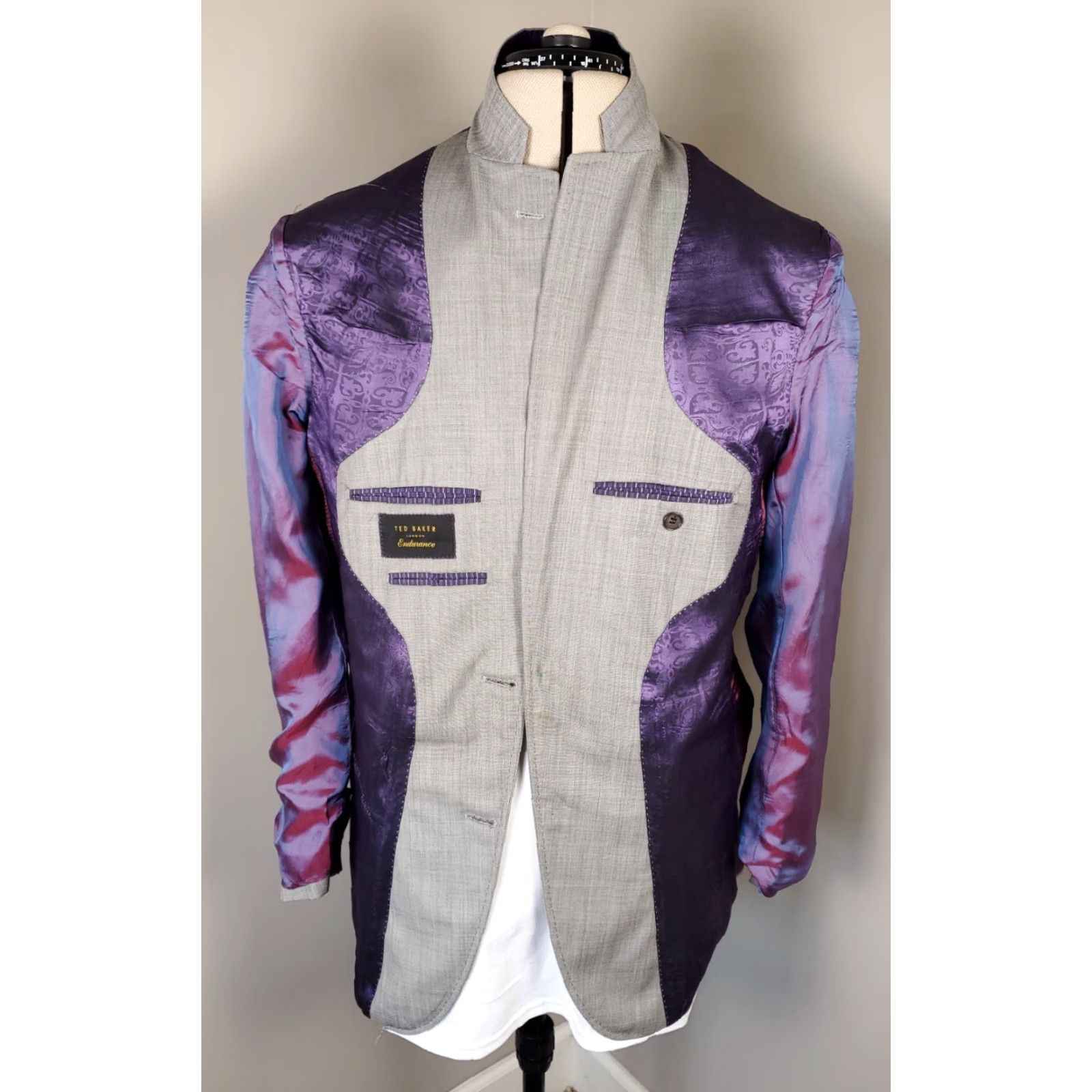 Ted Baker VINTAGE Ted Baker London Endurance Gray Blazer Sport Coat Jacket Mens 42L Size 42R - 5 Thumbnail