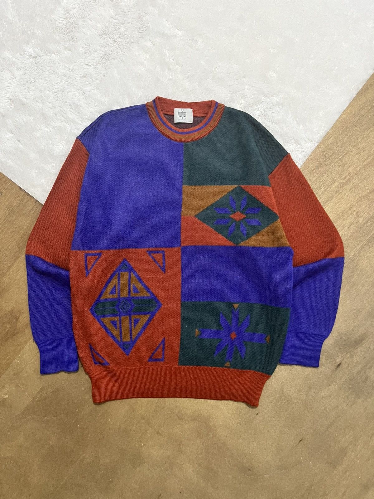 Other Vintage Modigliani Italy Abstract Wool Knit Sweater Size US L / EU 52-54 / 3 - 1 Thumbnail