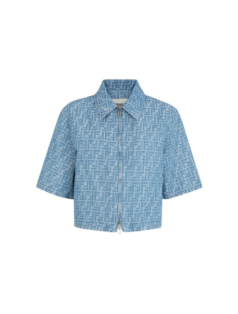 Fendi DENIM JACKET WITH FF PRINT IN LIGHT BLUE Size S / US 4 / IT 40 - 1 Thumbnail