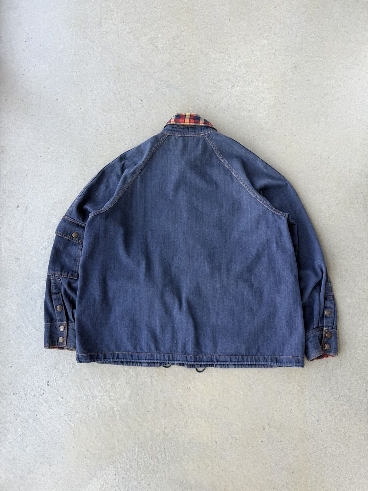 Vintage Vintage 80s Denim Plaid Collared Chore Coat Size US XL / EU 56 / 4 - 2 Thumbnail