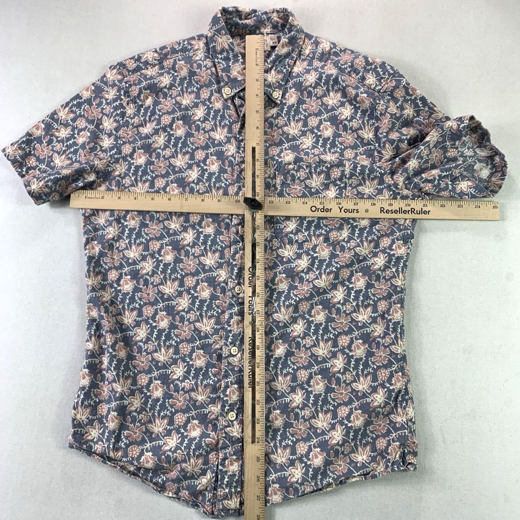 Faherty Faherty Shirt Mens Medium Blue Pink Floral Hawaiian Short Sleeve Button Up Size US M / EU 48-50 / 2 - 3 Thumbnail