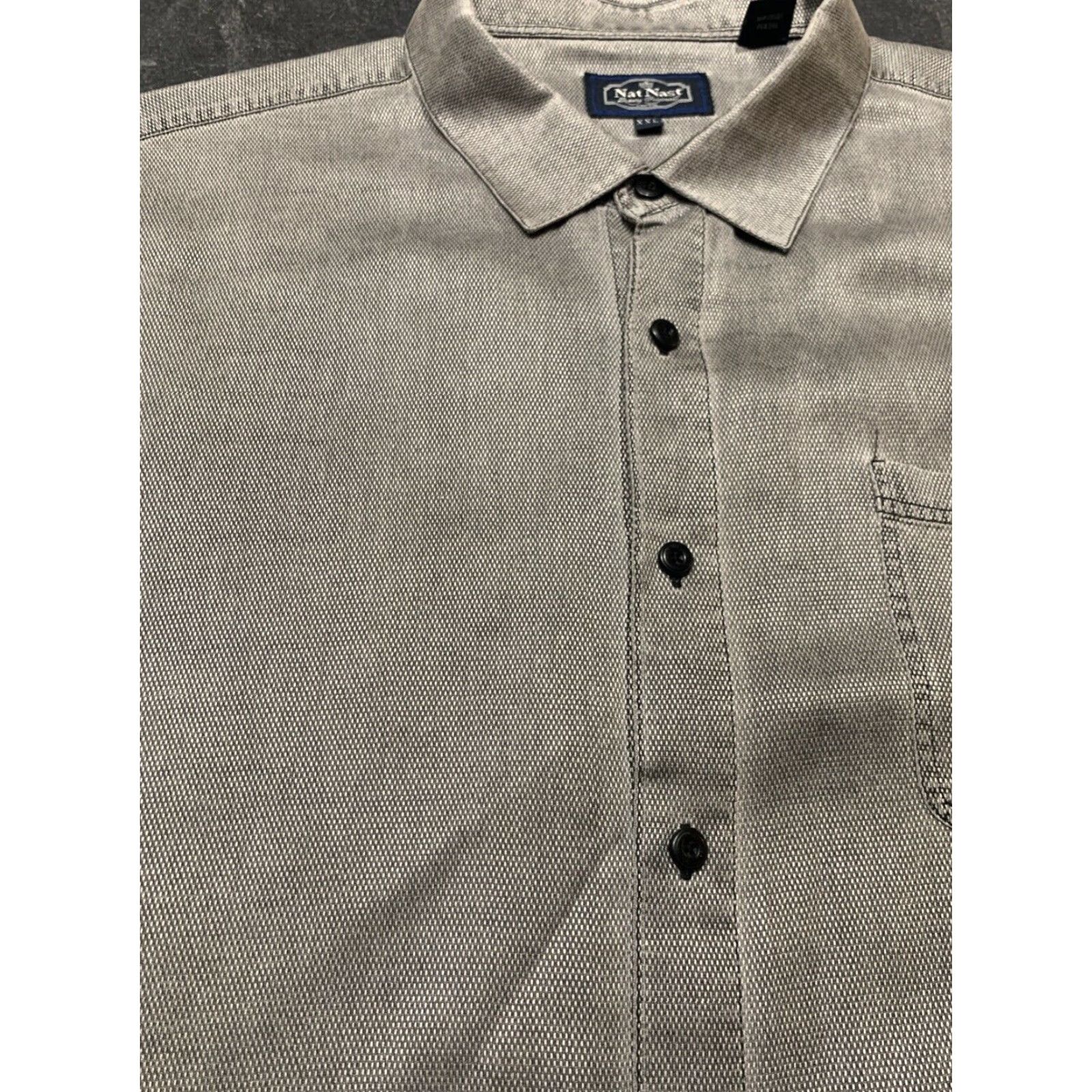 Nat Nast VINTAGE Nat Nast Men Short Sleeve Shirt 2XL Silver Gray Silk Blend Metal Sheen Size US XXL / EU 58 / 5 - 4 Thumbnail
