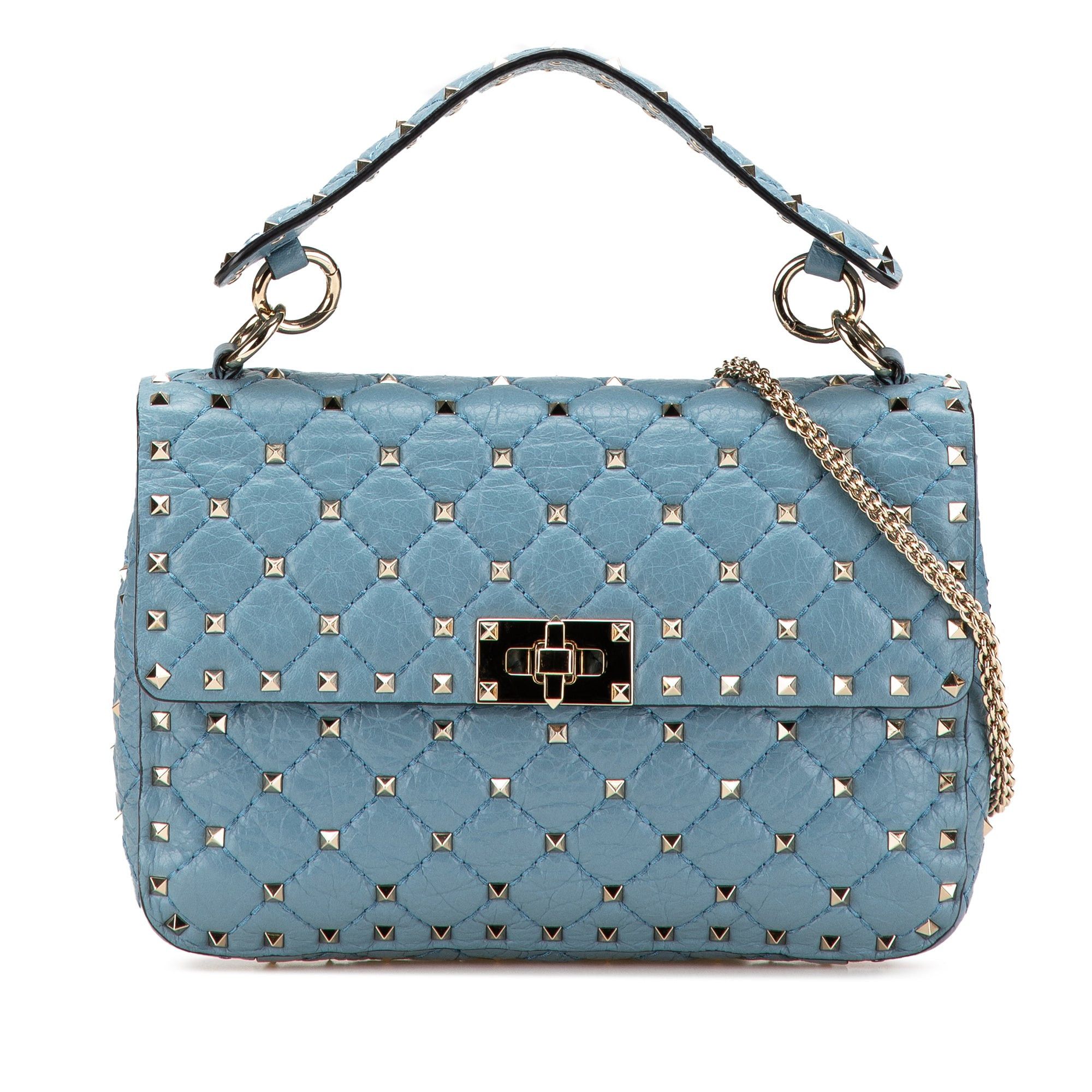 Valentino Valentino Medium Nappa Rockstud Spike Satchel Blue Size ONE SIZE - 1 Thumbnail