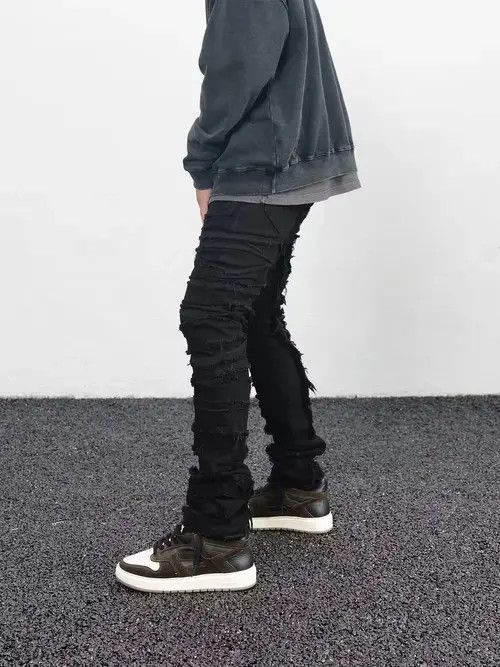 Designer × Vintage damaged punk distressed ripped jeans Size US 32 / EU 48 - 4 Thumbnail