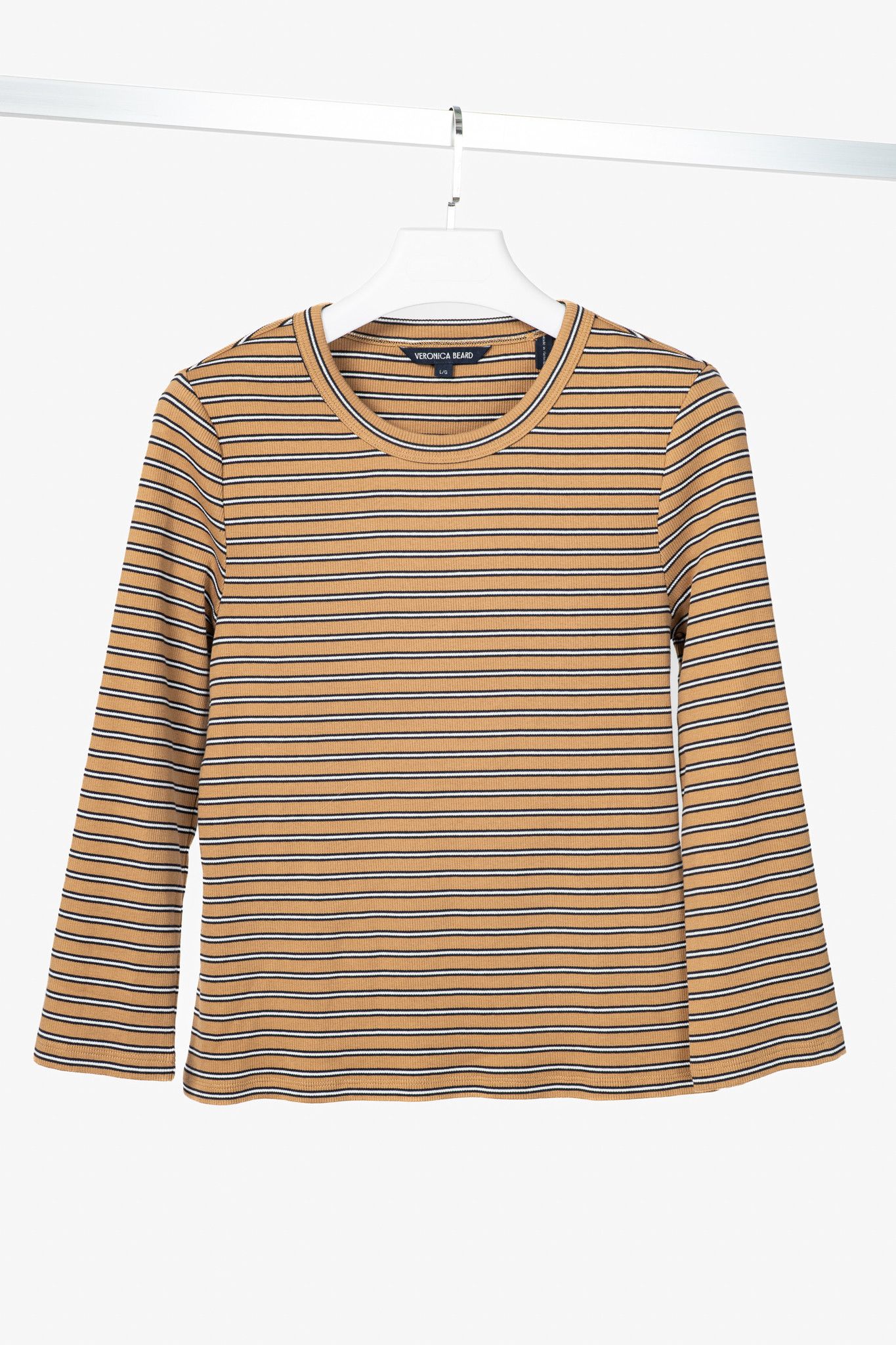 Veronica Beard Veronica Beard Pruitt Striped Three-Quarter-Sleeve Shirt Size L / US 10 / IT 46 - 1 Thumbnail