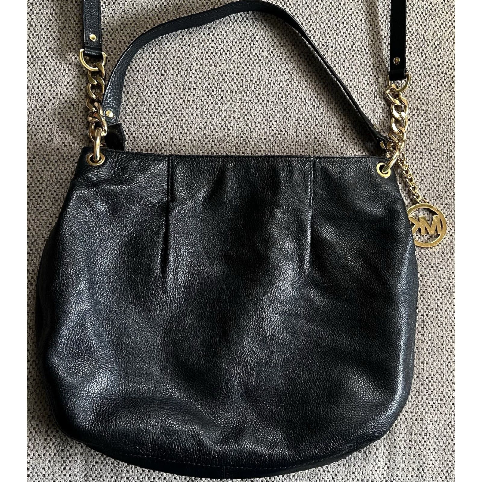 Michael Kors MICHAEL KORS Bedford Shoulder Bag PEBBLED Leather Convertible Purse Large Black EUC Bags Womens Size ONE SIZE - 3 Thumbnail