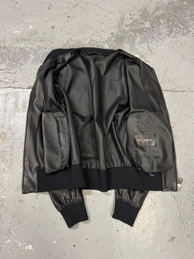 Dolce & Gabbana 2000s Dolce & Gabbana Pure Black Leather Bomber Jacket Size US M / EU 48-50 / 2 - 8 Thumbnail
