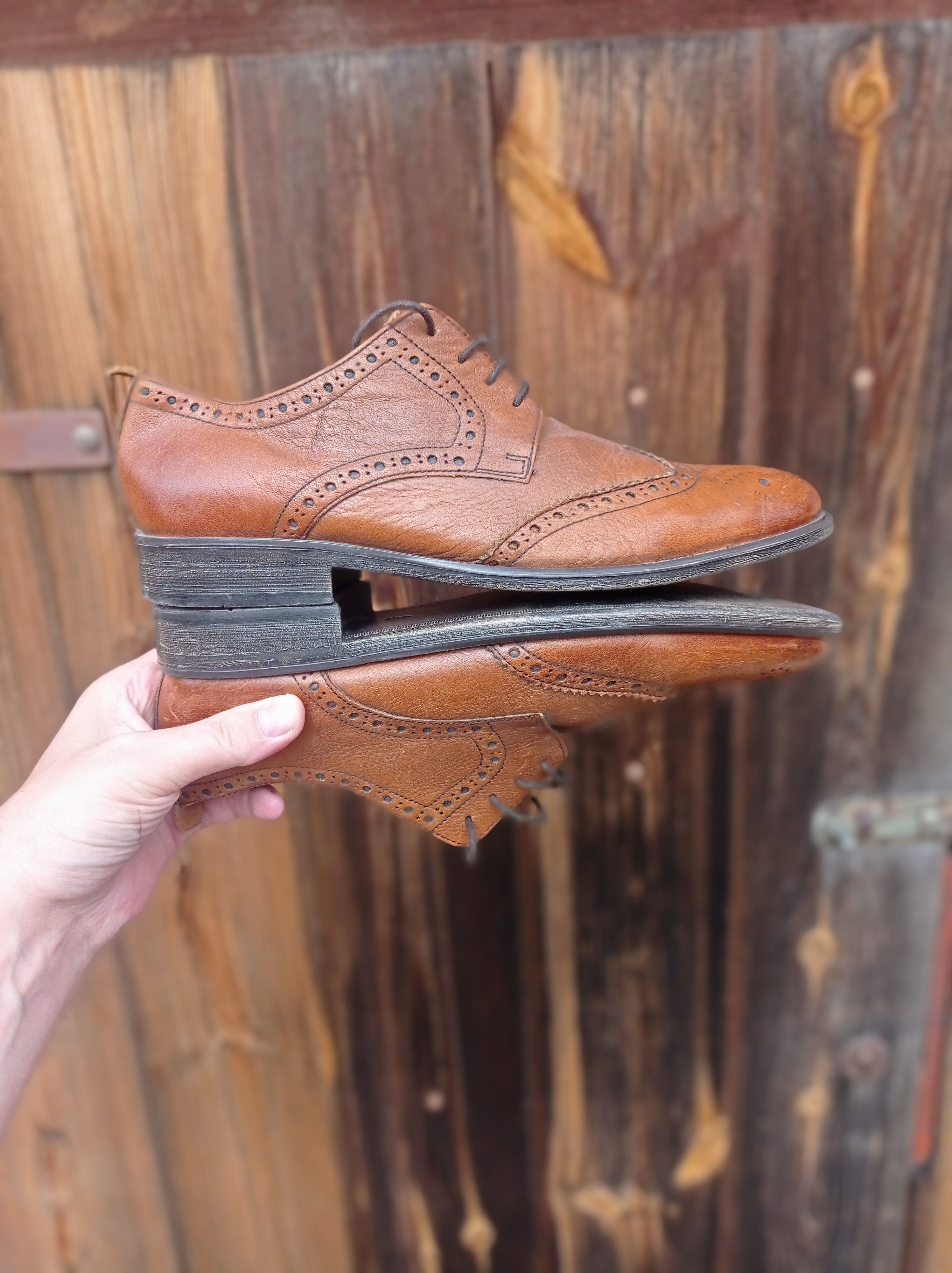 Ikon Men's Leather Shoes Exclusive Formal Wear Under A Suit in Brown (Size 9.5)