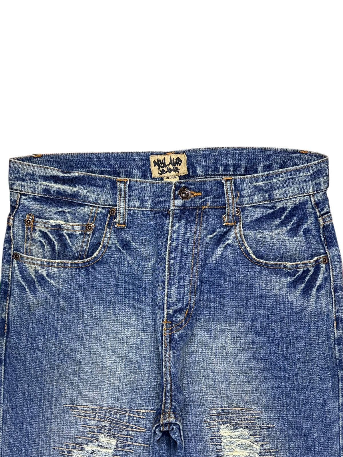 Japanese Brand Vintage Japanese Brand Faded Wash Patched Loose Jeans Size US 31 - 4 Thumbnail