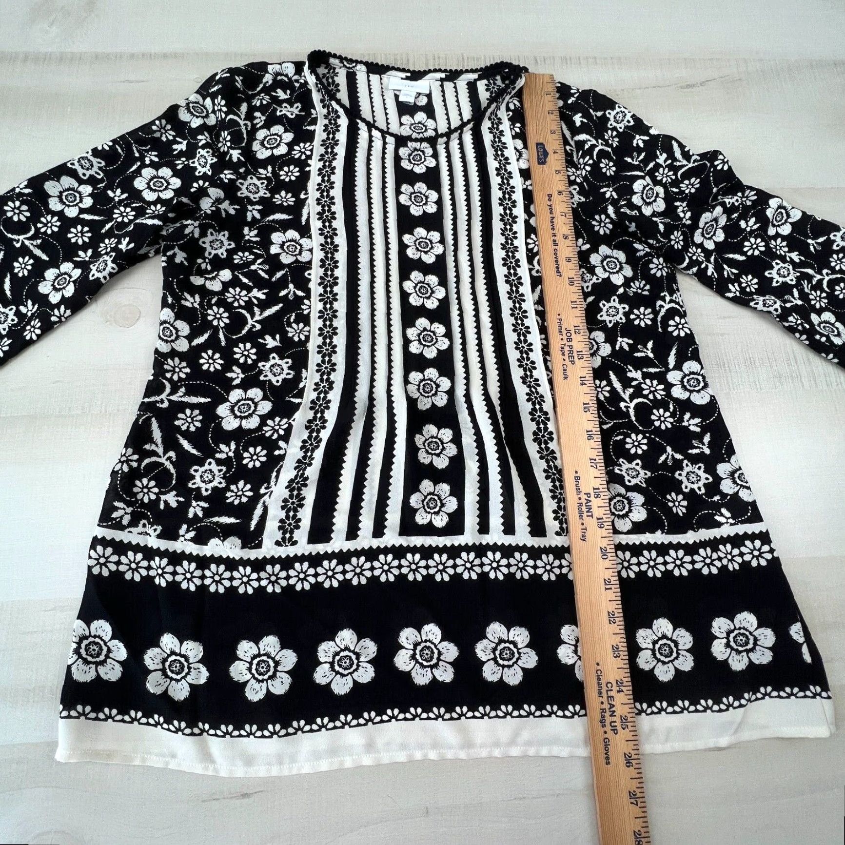 J. Jill J Jill Womens Top Small Black White Flowy Blouse 3/4 Sleeves Shirt Lightweight Size S / US 4 / IT 40 - 6 Thumbnail