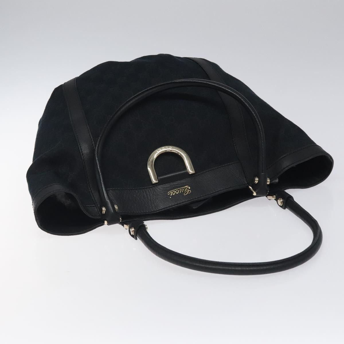 GUCCI GG Canvas Tote Bag Black Gold
