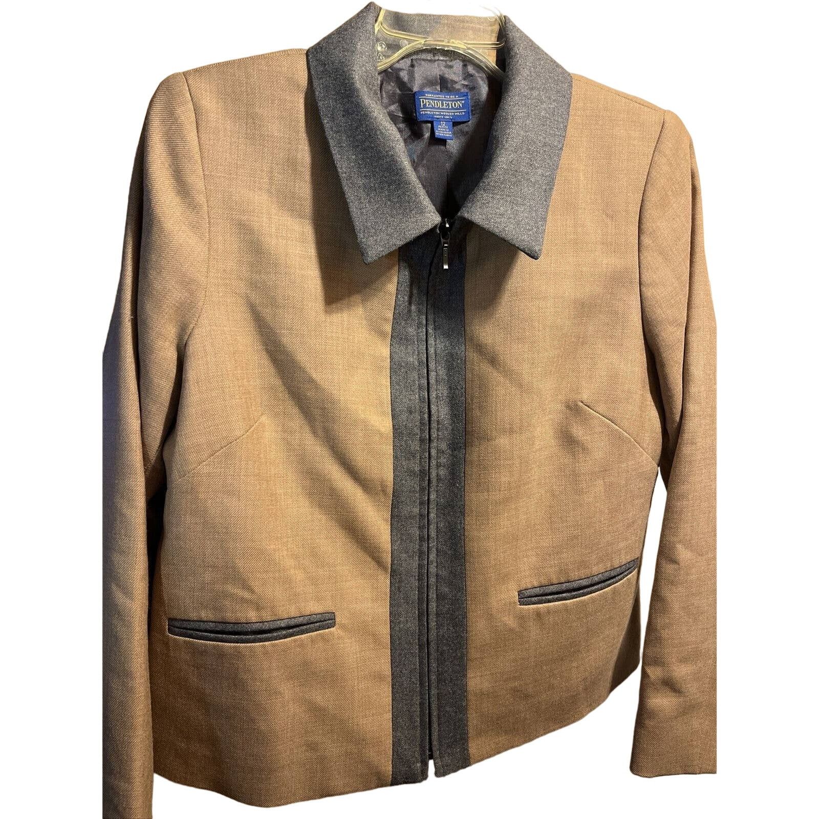 Pendleton Women's 12 Petite Brown Virgin Wool Blazer Jacket