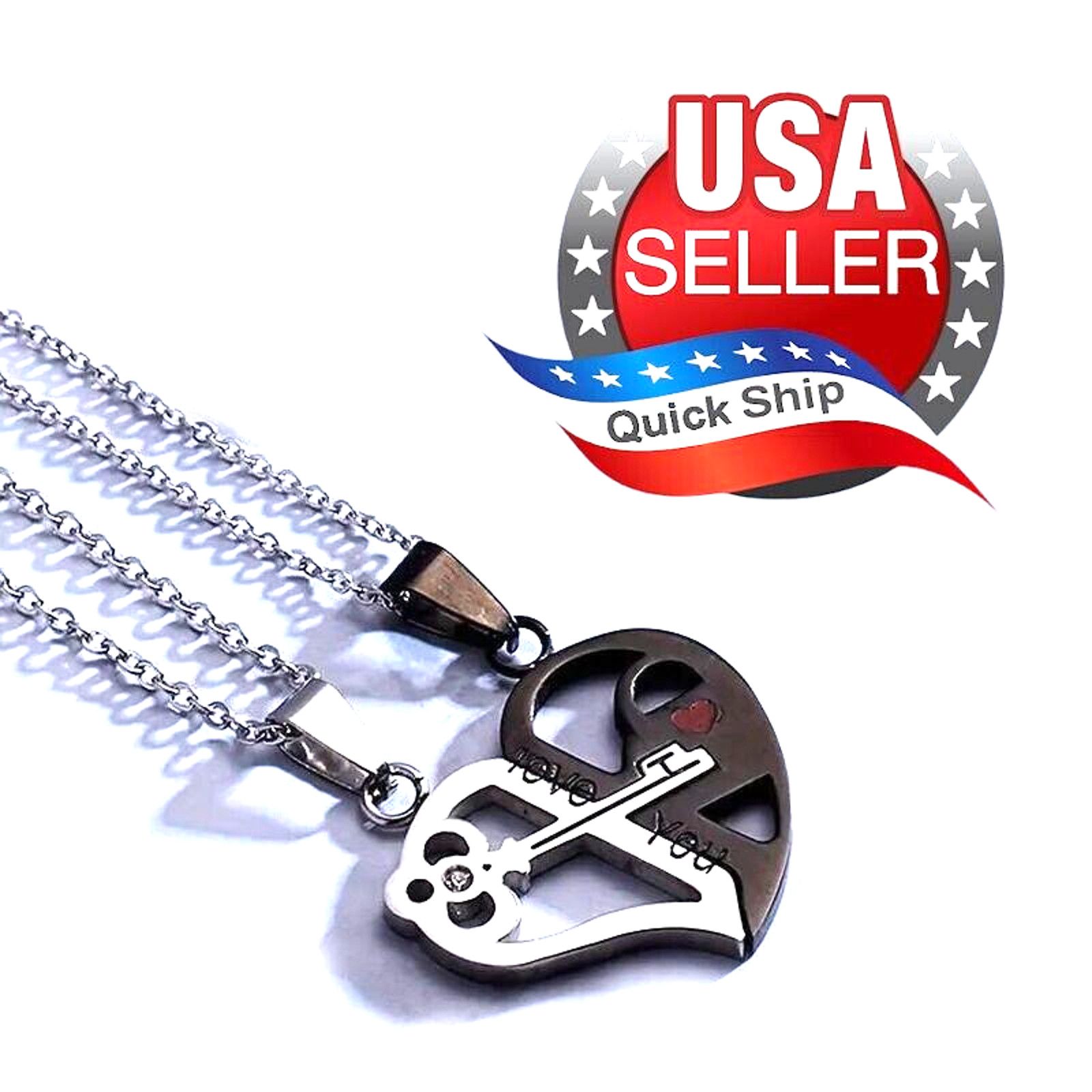 Other I Love You Pendant Necklace •Interlocking Heart Key 2 Pc Set Size ONE SIZE - 1 Thumbnail