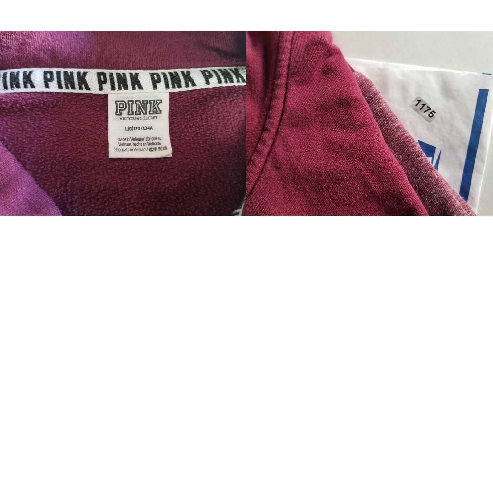 Victoria's Secret Victoria's Secret PINK Long Sleeve Zip Sweatshirt L Burgundy Pink Women Women Regular Full Zip Activewear Casual Size L / US 10 / IT 46 - 8 Thumbnail