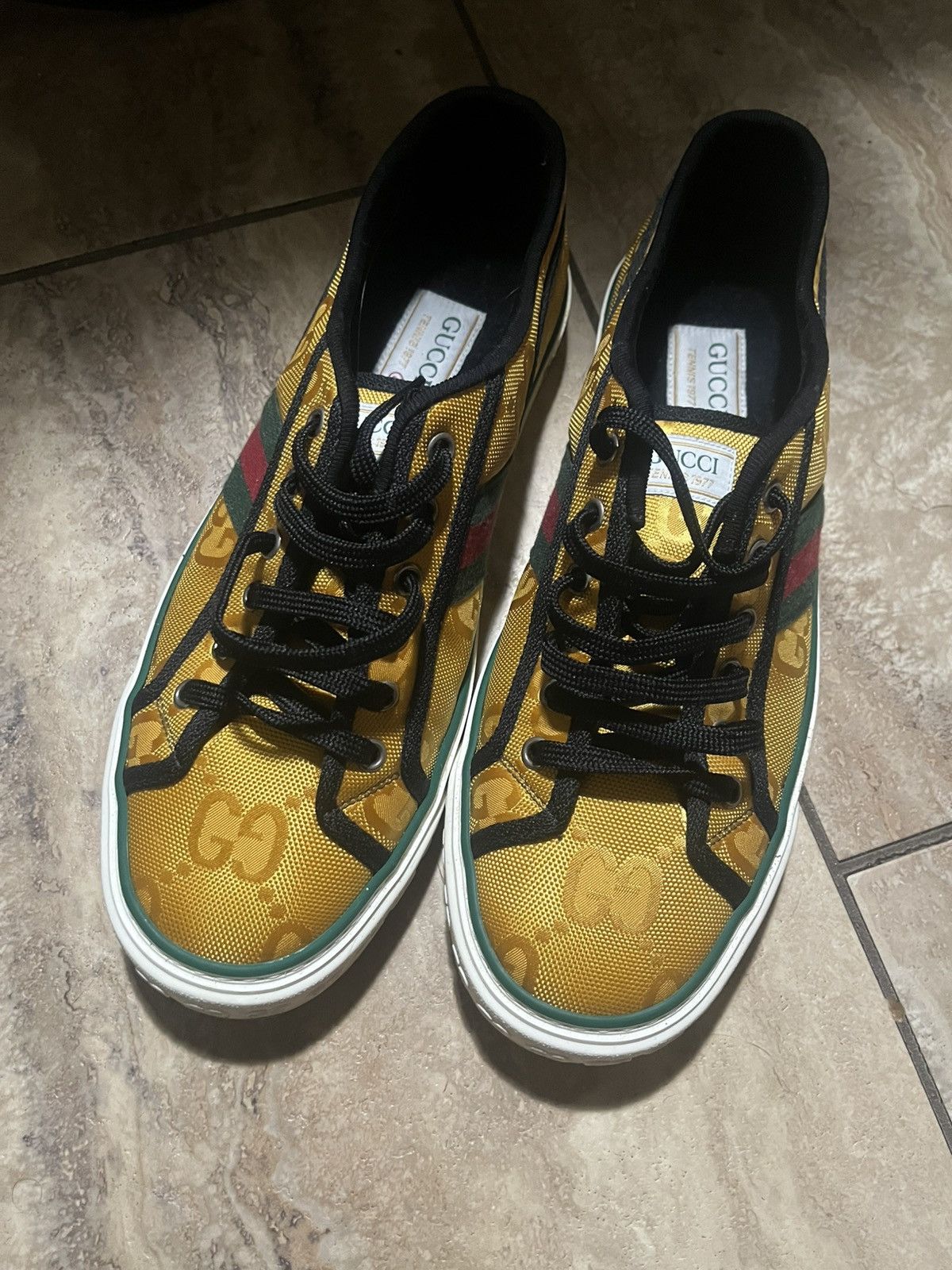 Gucci Yellow Gucci Tennis Sneakers Size US 8 / EU 41 - 1 Thumbnail