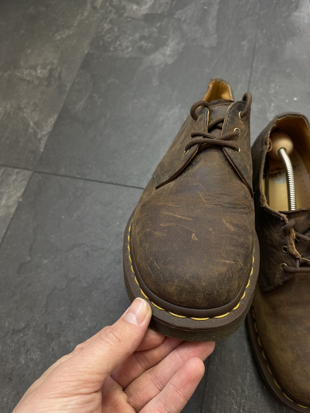 Dr. Martens × Streetwear × Vintage Dr martens 1461 dark brown distressed boots Size US 9 / EU 42 - 6 Thumbnail