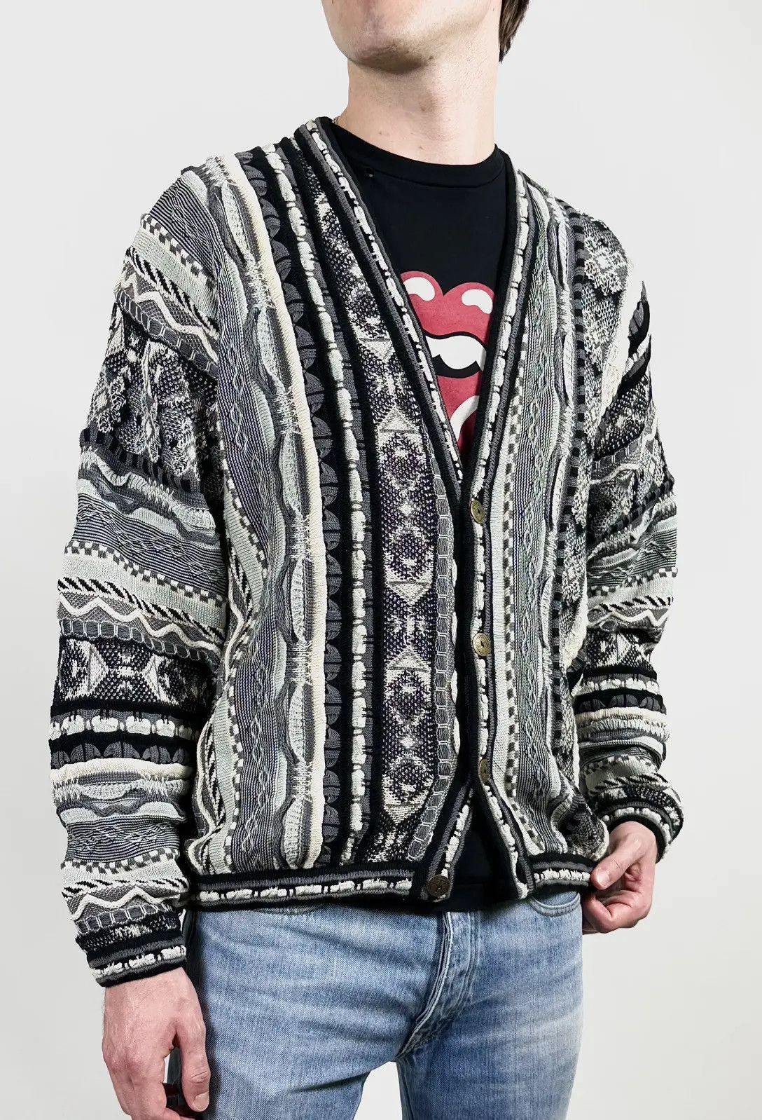 Tundra Canada × Vintage 90s Vintage Tundra 3D Knit Coogi Style Cardigan Size US XL / EU 56 / 4 - 6 Thumbnail