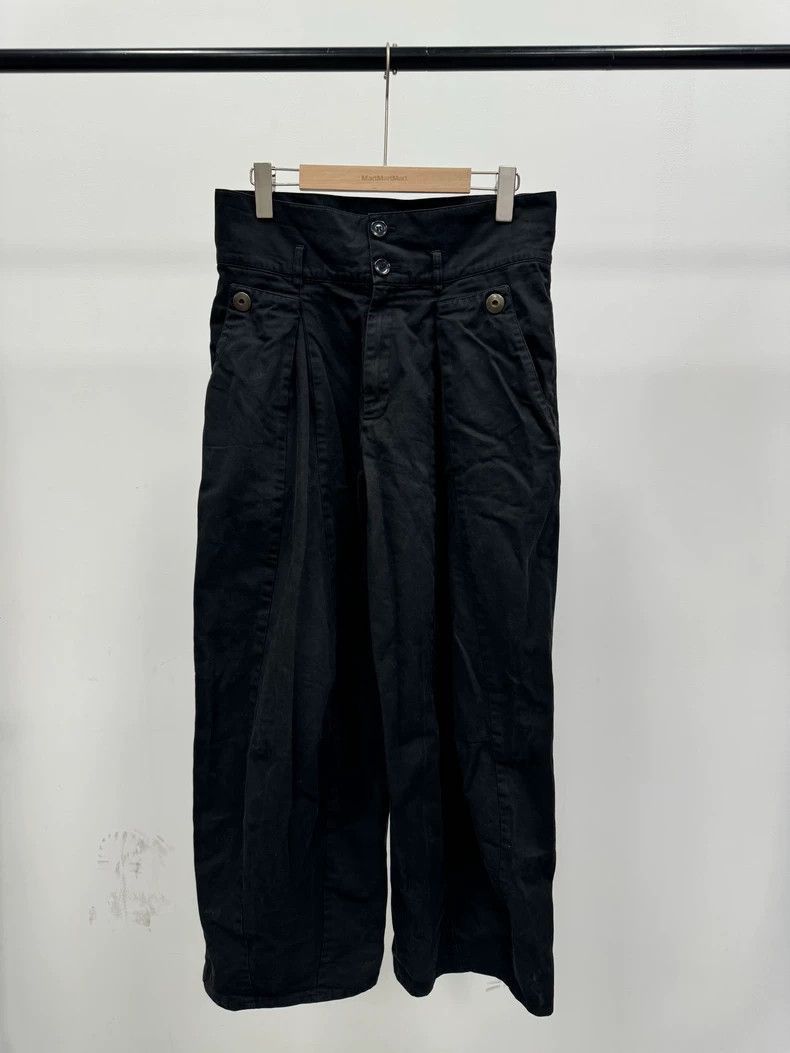 Raf simons Double waist snap-fit leather wide-leg trousers