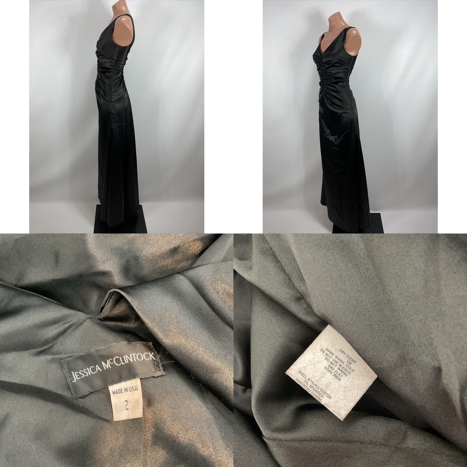 Jessica McClintock VTG Jessica McClintock Gown Ball Gown Satin Black 2 80s Evening Prom LBD Womens Size XS / US 0-2 / IT 36-38 - 8 Thumbnail