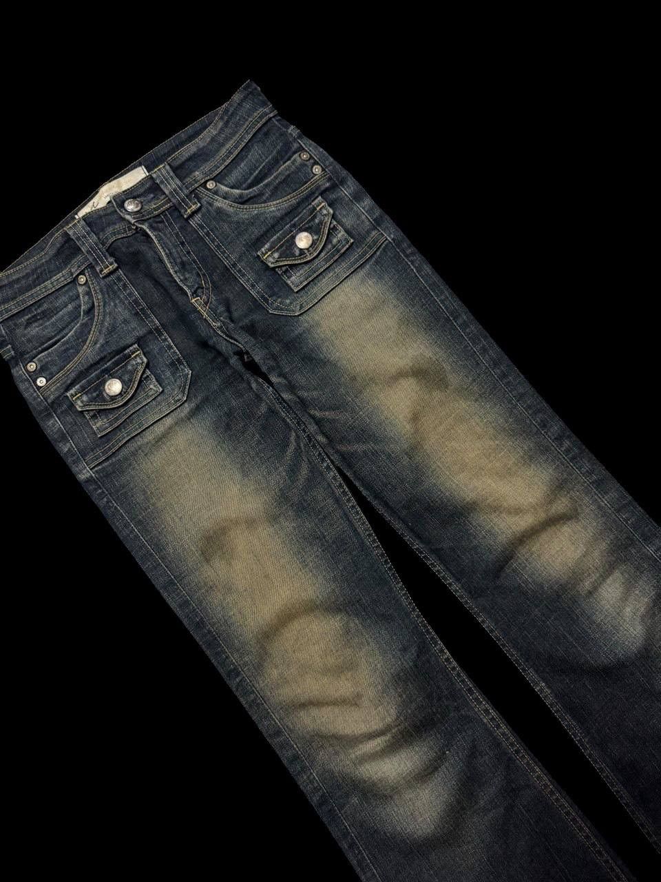 Japanese Brand × Vintage FLARE 90s Something Edwin Insane Rusty Mudwash Dark Jeans Size US 27 - 7 Thumbnail