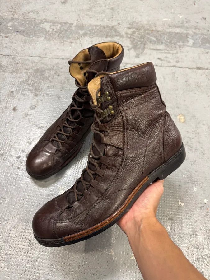 Dolce & Gabbana 2000s Dolce & Gabbana Brown Officer Leather Boots Size US 11 / EU 44 - 1 Thumbnail