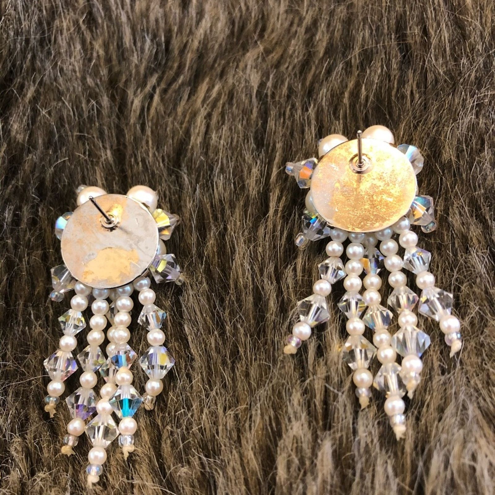 Vintage Vintage bicone crystal and pearl cluster earrings Size ONE SIZE - 6 Thumbnail
