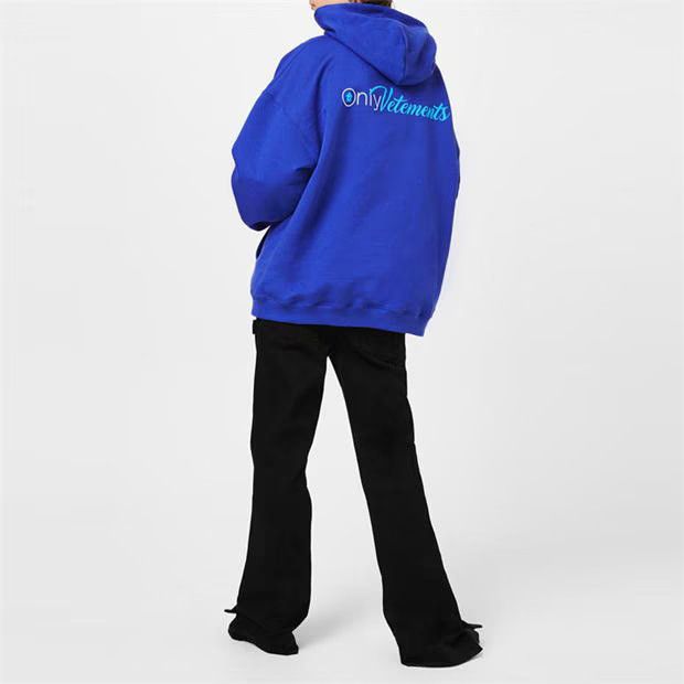 Vetements o1g2r1mq0824 Logo Print Hoodie in Blue Size US M / EU 48-50 / 2 - 5 Thumbnail