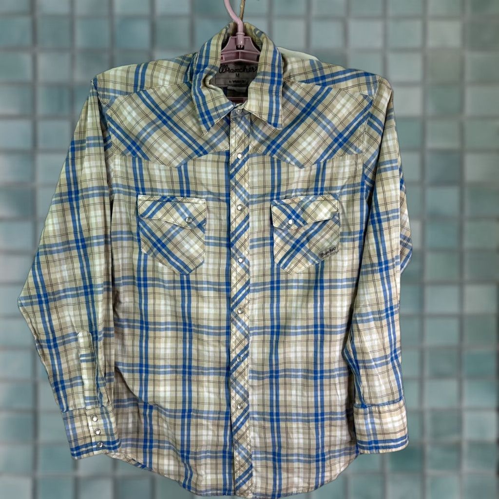 Wrangler VINTAGE Wrangler Wrancher Plaid Snap-Button Shirt Mens M Blue Long Sleeve Size US M / EU 48-50 / 2 - 1 Thumbnail