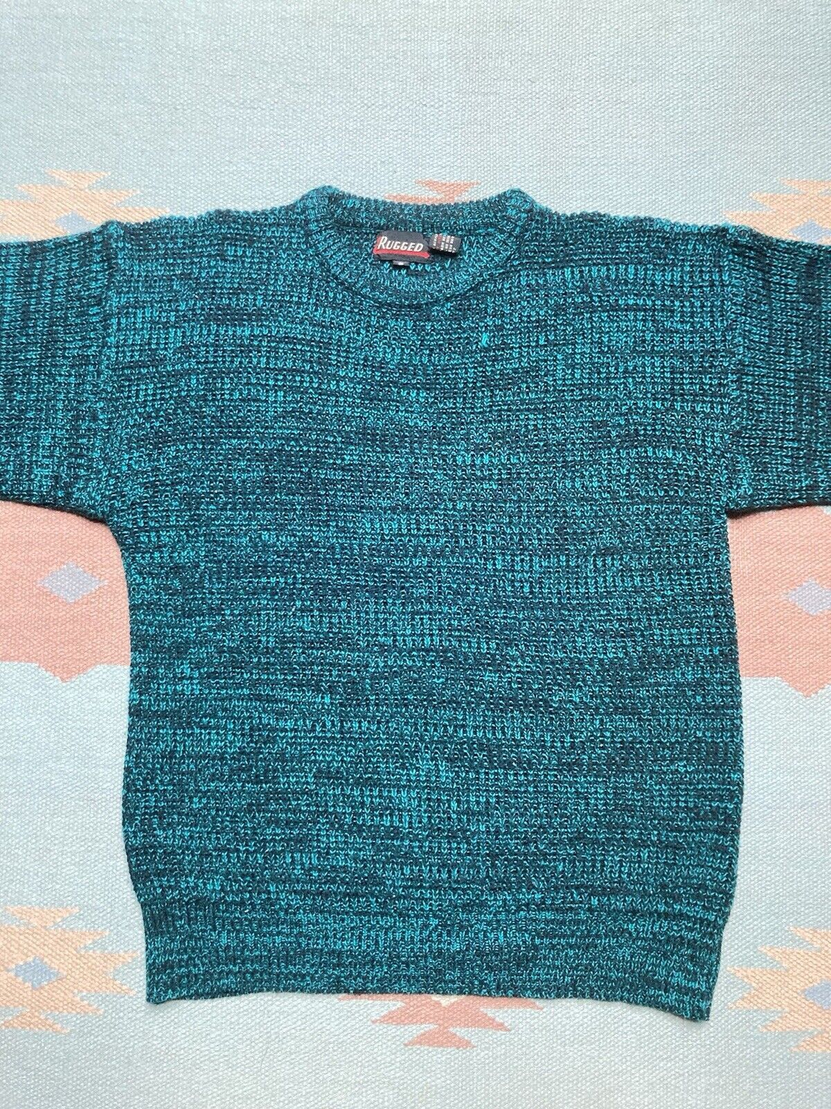 Vintage Vtg acrylic knit sweater blue black pullover crewneck small Size US S / EU 44-46 / 1 - 2 Thumbnail
