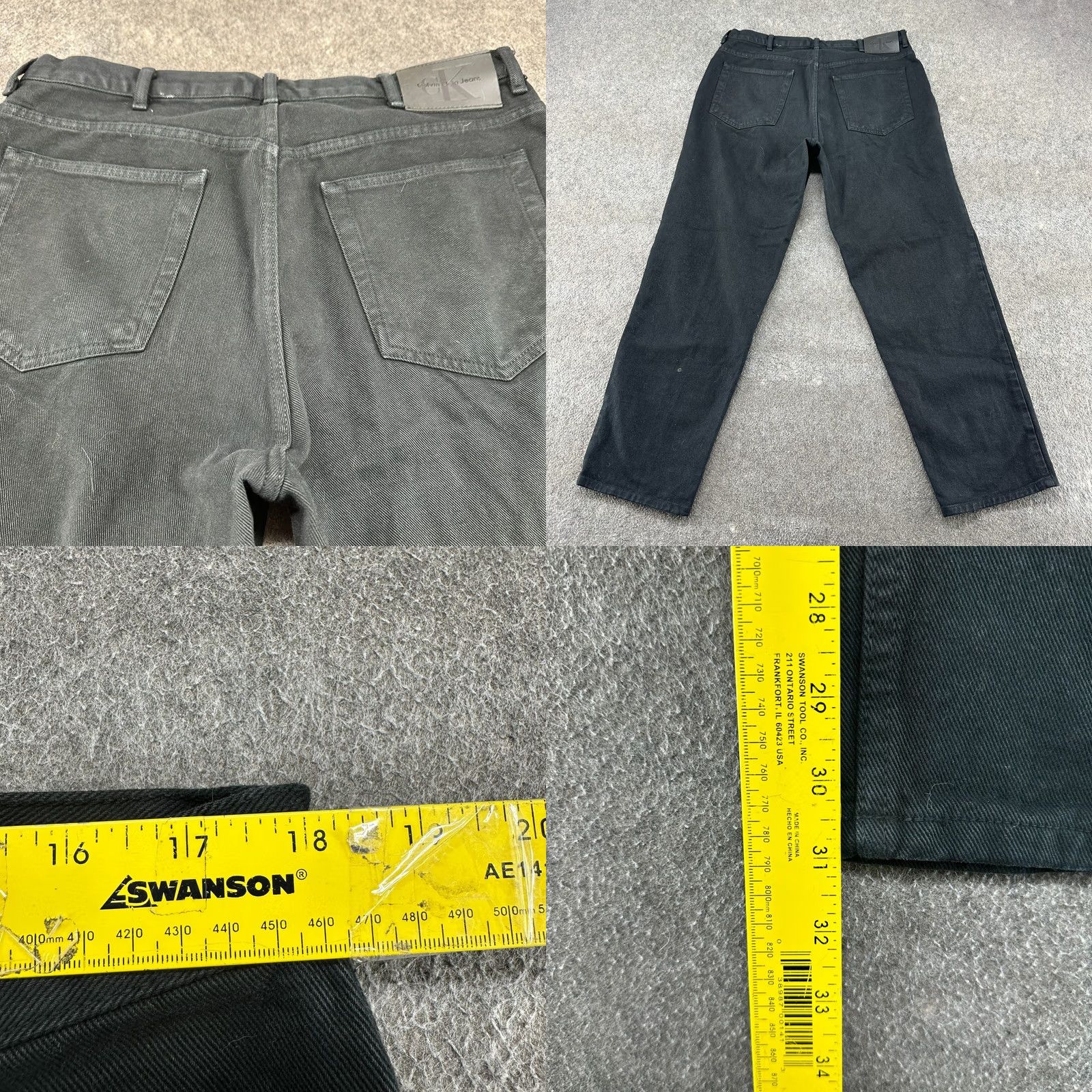 Calvin Klein VINTAGE Calvin Klein Jeans Mens 36x32 Black Relaxed Straight Dark Wash Distressed 5-Pocket Denim Jeans Baggy Y2K Mens Size US 36 / EU 52 - 9 Thumbnail