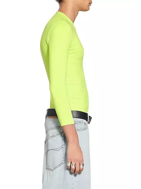 oc11z0124 Balenciaga Tab Fitted V-Neck Long Sleeve T-Shirt