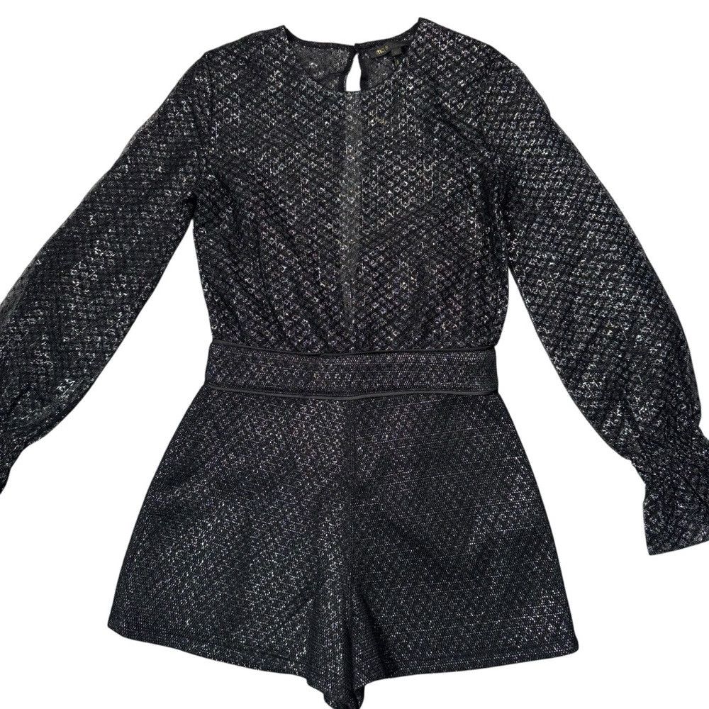 Maje NWT New $395 Maje Black Silver Long Sleeve Iana Combishort Size S / US 4 / IT 40 - 4 Thumbnail