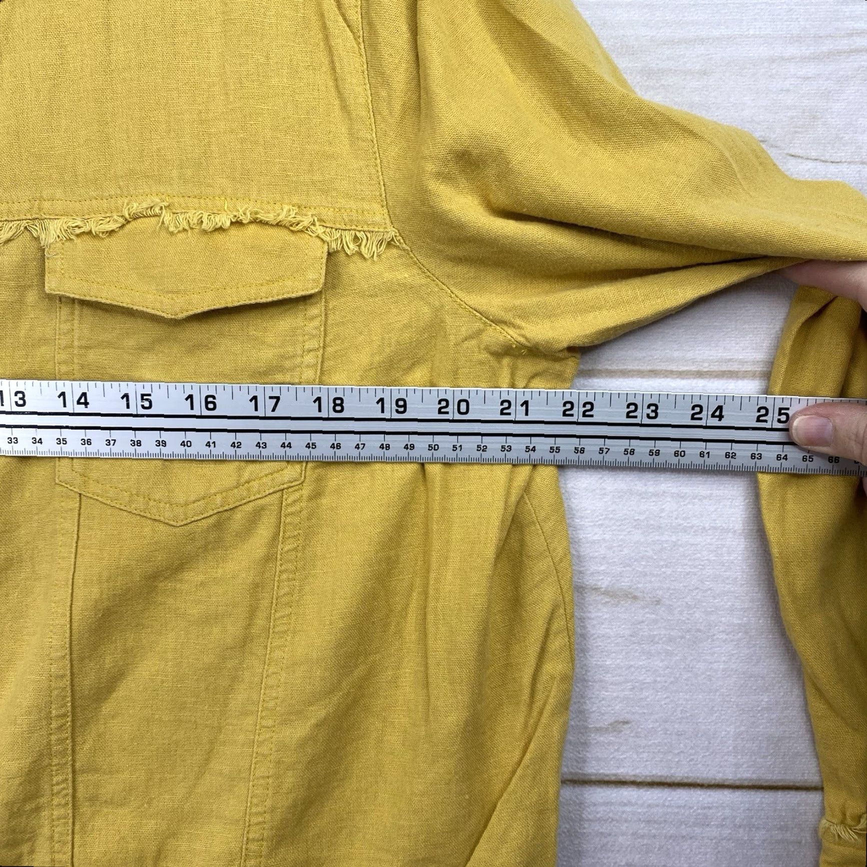 Ellen Tracy Ellen Tracy Jacket Women XL Petite Gold Button Up Fringe Boho Linen Blend Short Open Collarless Pockets Unlined Size XL / US 12-14 / IT 48-50 - 5 Thumbnail