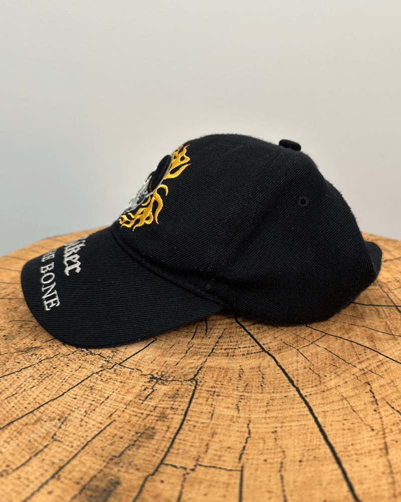 Vintage Vintage Biker To The Bone Skull Flame Strap Back Cap Hat Size ONE SIZE - 4 Thumbnail
