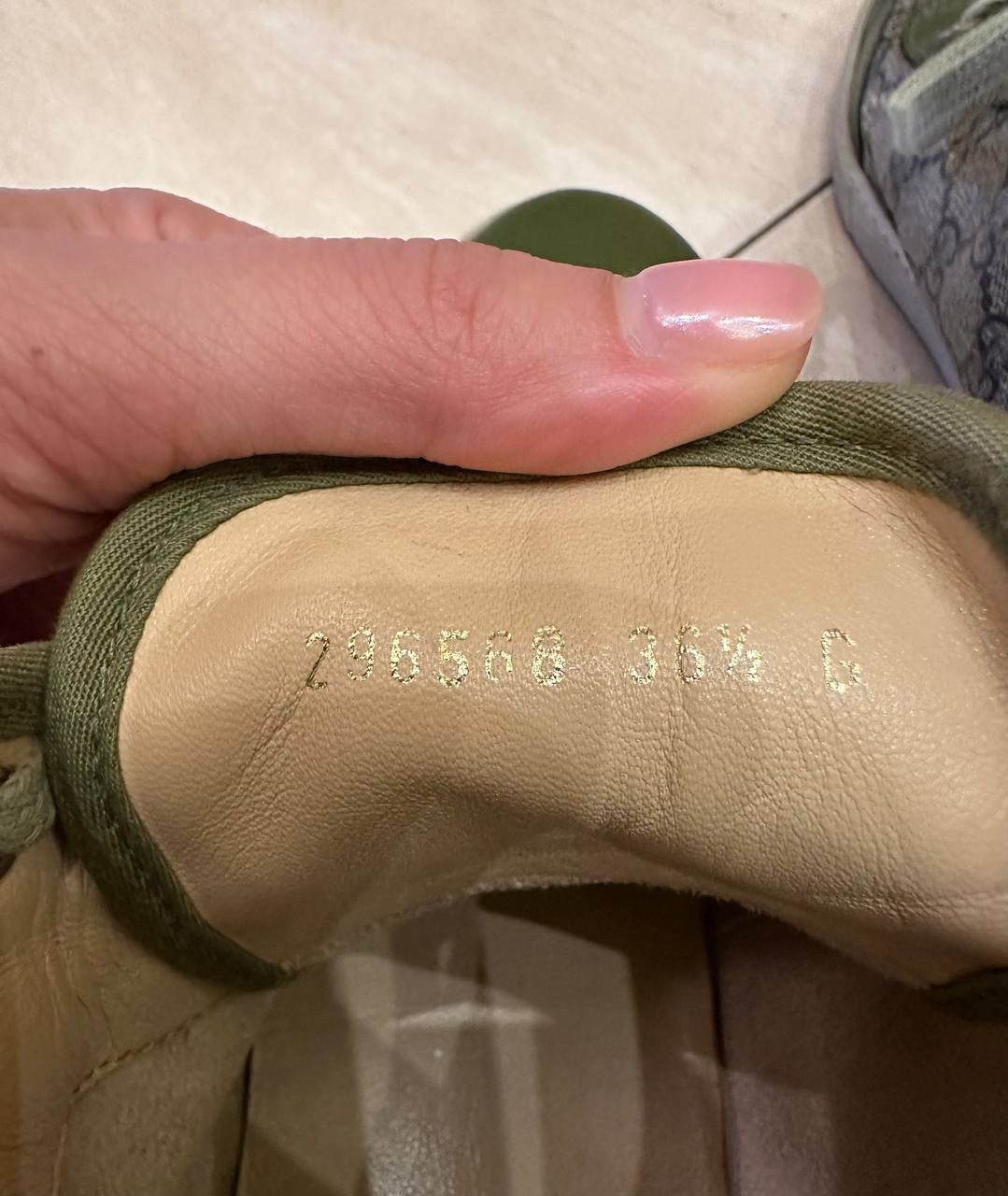 Gucci Gucci Green Leather Brown/Beige GG Supreme Sneakers Size US 6.5 / IT 36.5 - 4 Thumbnail