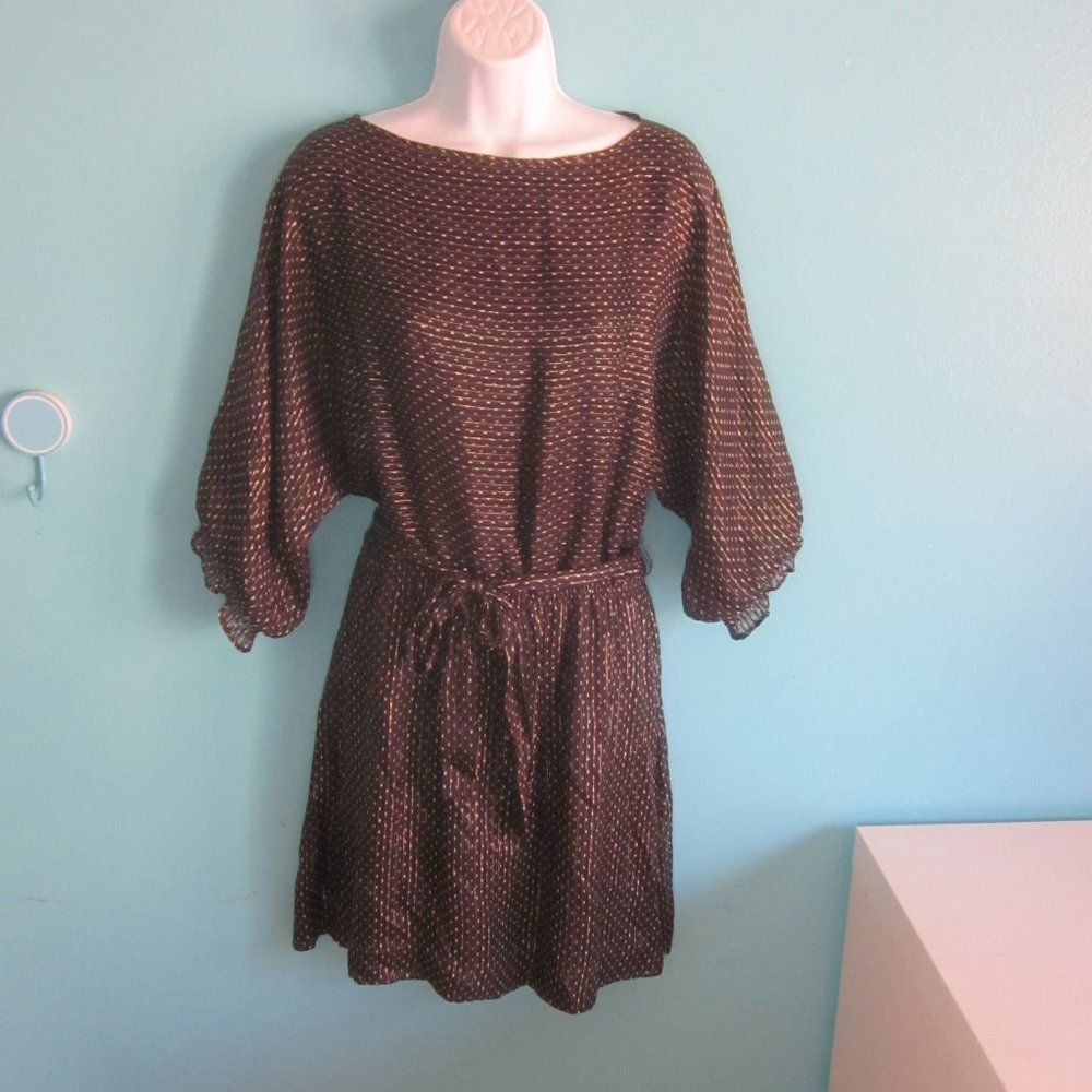 Alice San Diego Alice Ritter 2 Size 10 / Large Designer Silk Gold Metallic Brown Mini Dress Size L / US 10 / IT 46 - 12 Thumbnail